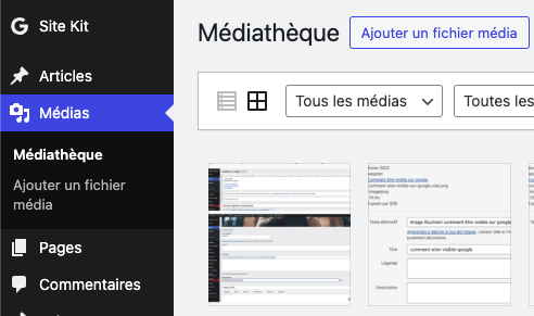 médiathèque wordpress